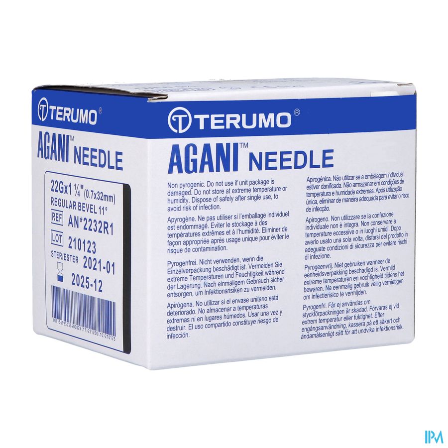 Terumo Naald Agani 22g 1 1/4 Rb Zwart 100 Terumo Naald Agani 22g 1 1/4 Rb Zwart 100