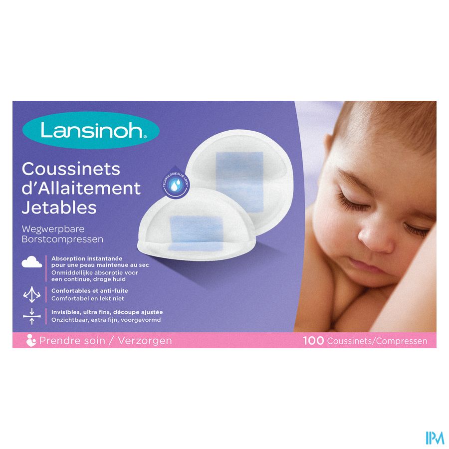 Lansinoh Wegwerpb.borstkompress.blue Lock Core 100 3