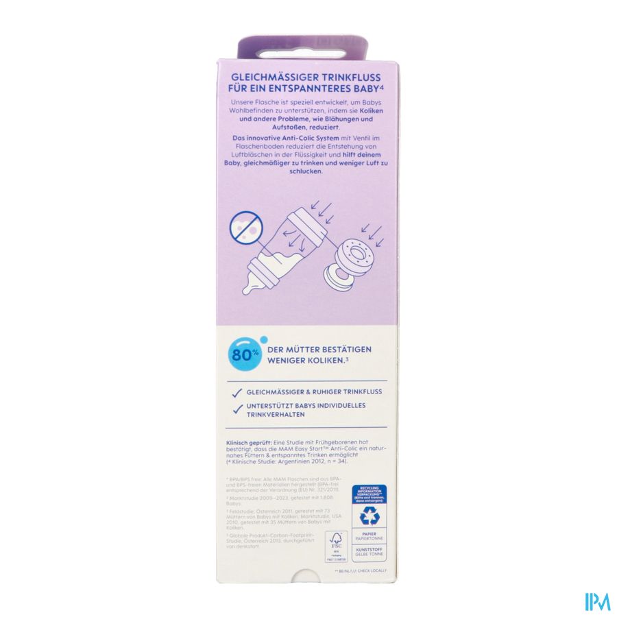 Mam Easy Start A/colic Zuigfl.pure Matt Blauw320ml 6