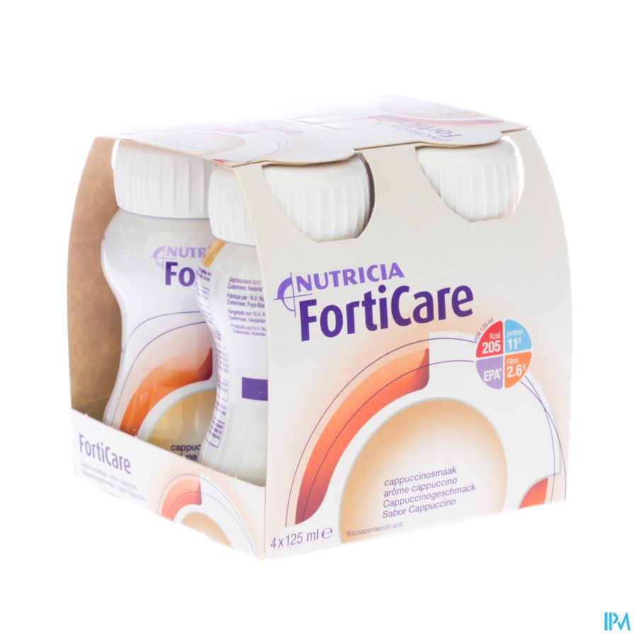 Forticare Drankje Aroma Cappuccino Flessen 4x125ml Forticare Drankje Aroma Cappuccino Flessen 4x125ml