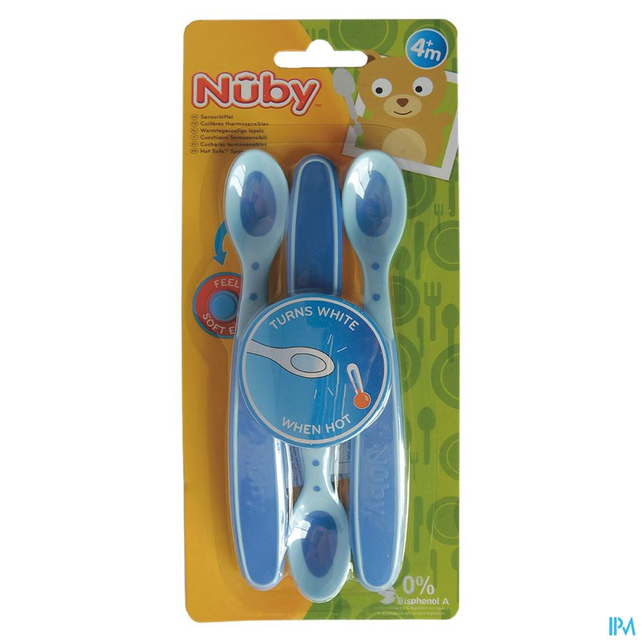 Nûby Cuillères thermosensibles - bleu -3p -  3m+ 1