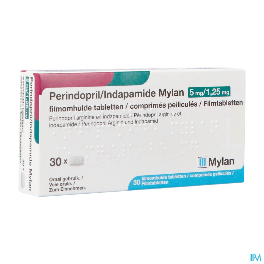 Perindopril/indapamide Viatris 5mg/1,25mg Comp 30 Perindopril/indapamide Viatris 5mg/1,25mg Comp 30