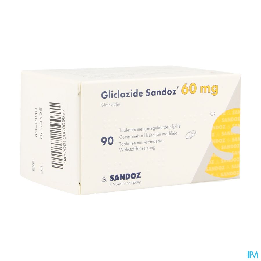 Gliclazide Sandoz 60mg Liber.modifiee Comp 90 Gliclazide Sandoz 60mg Liber.modifiee Comp 90