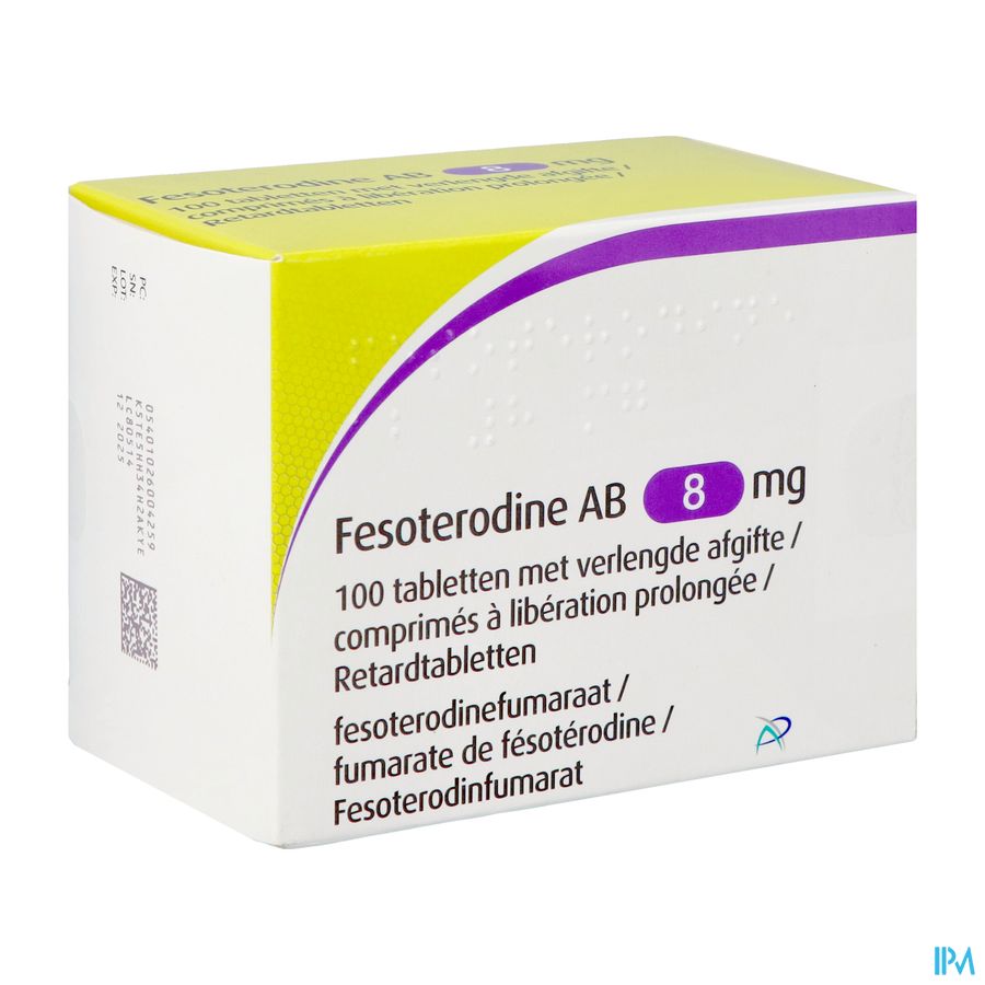Fesoterodine Ab 8mg Verlengde Afgifte Tabl 100 Fesoterodine Ab 8mg Verlengde Afgifte Tabl 100