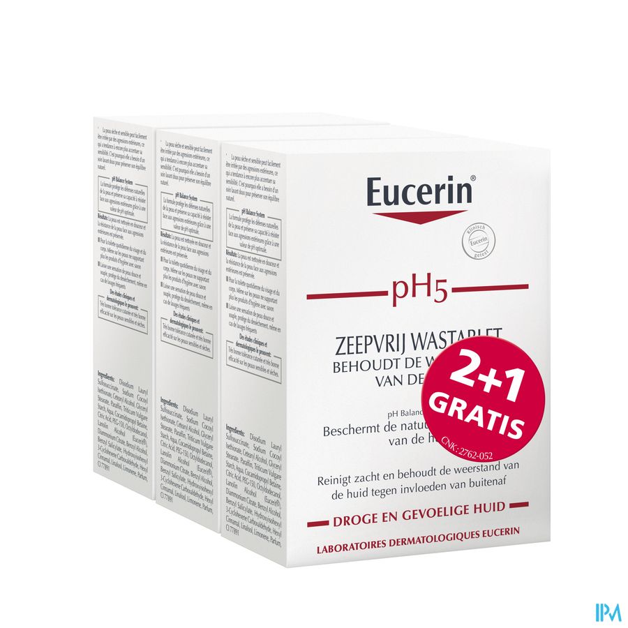Eucerin Ph5 Wastablet Z/zeep 100g 2+1 Gratis Eucerin Ph5 Wastablet Z/zeep 100g 2+1 Gratis