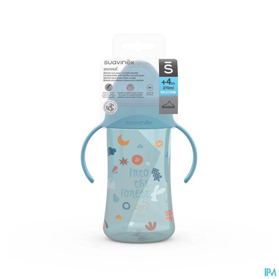 Suavinex Feeding Forest Flesje Handgr. Blauw 270ml Suavinex Feeding Forest Flesje Handgr. Blauw 270ml