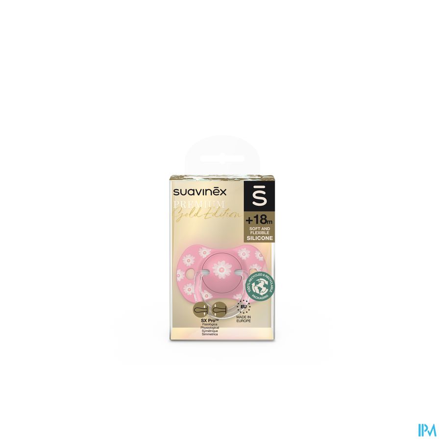 Suavinex Gold Soother Silicone Revers. +18m Pink