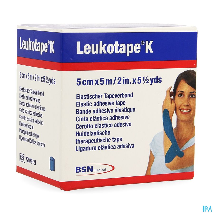 Leukotape K Kleefwindel Elast Blauw 5,0cmx5m 1 1