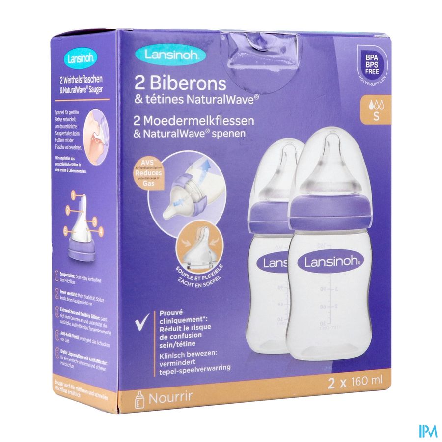 Lansinoh Zuigfle Pp Natural Wave 2x160ml