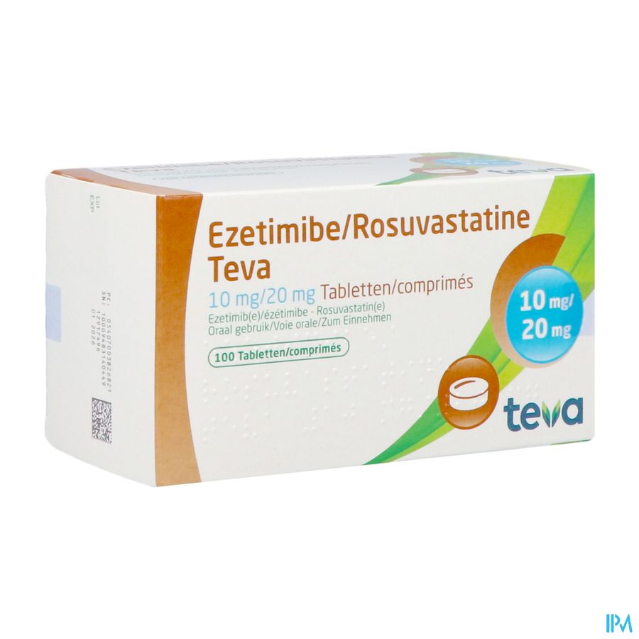 Ezetimibe Rosuvastatine Teva 10mg/20mg Comp 100 Ezetimibe Rosuvastatine Teva 10mg/20mg Comp 100