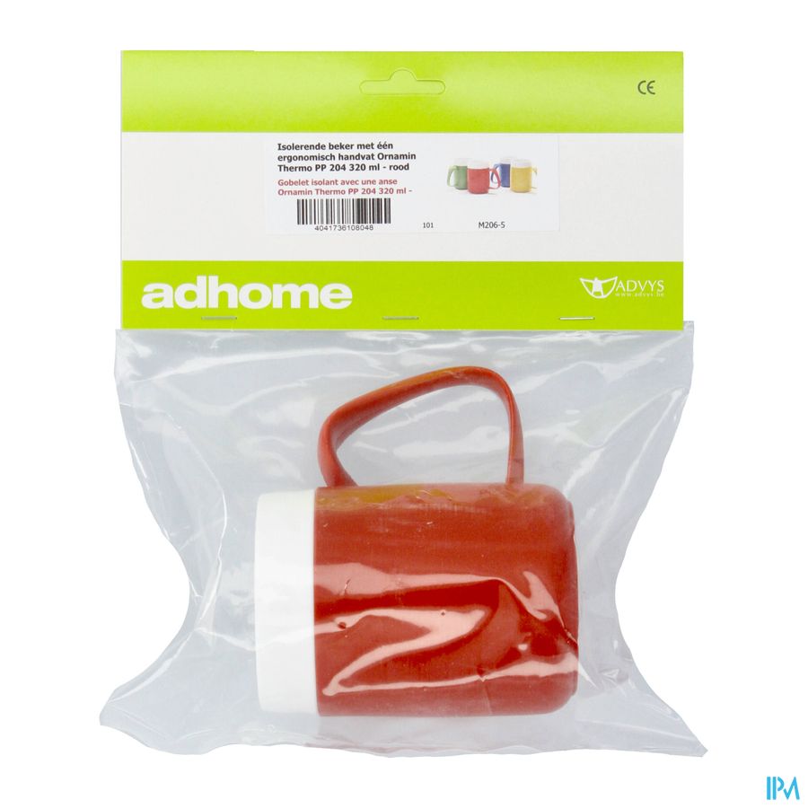 Beker Isol.1 Ergo Handvat Thermo Rood 320ml Advys