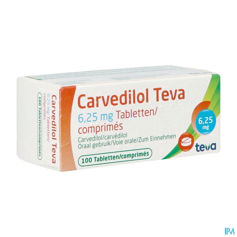 Carvedilol Teva 6,25mg Comp 100 X 6,25mg Carvedilol Teva 6,25mg Comp 100 X 6,25mg