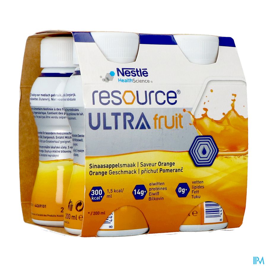 Resource Ultra Fruit Sinaasappelsmaak 4x200ml Resource Ultra Fruit Sinaasappelsmaak 4x200ml