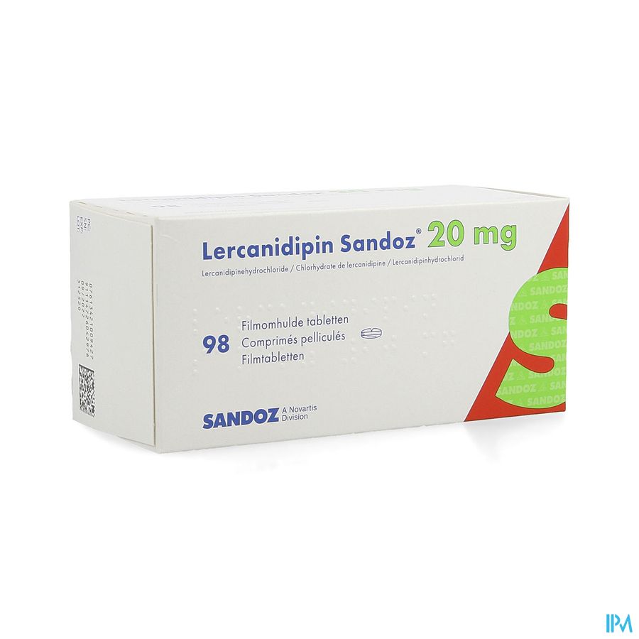 Lercanidipin Sandoz 20mg Comp 98 X 20mg Lercanidipin Sandoz 20mg Comp 98 X 20mg