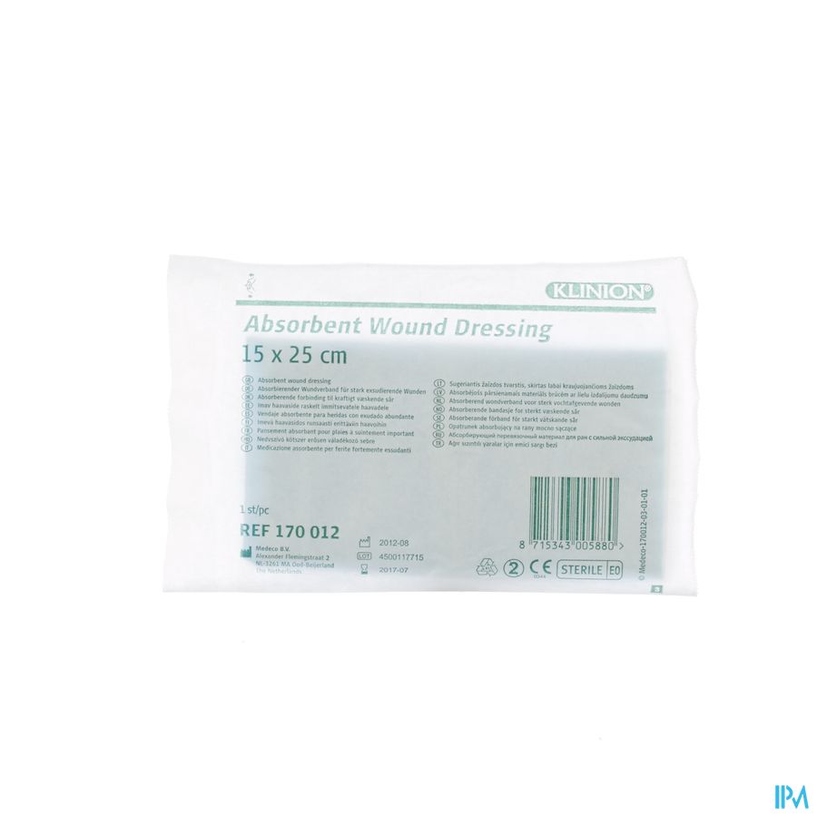 Klinion Pansement Absorbant 15x25cm S 1 4170012 Klinion Pansement Absorbant 15x25cm S 1 4170012
