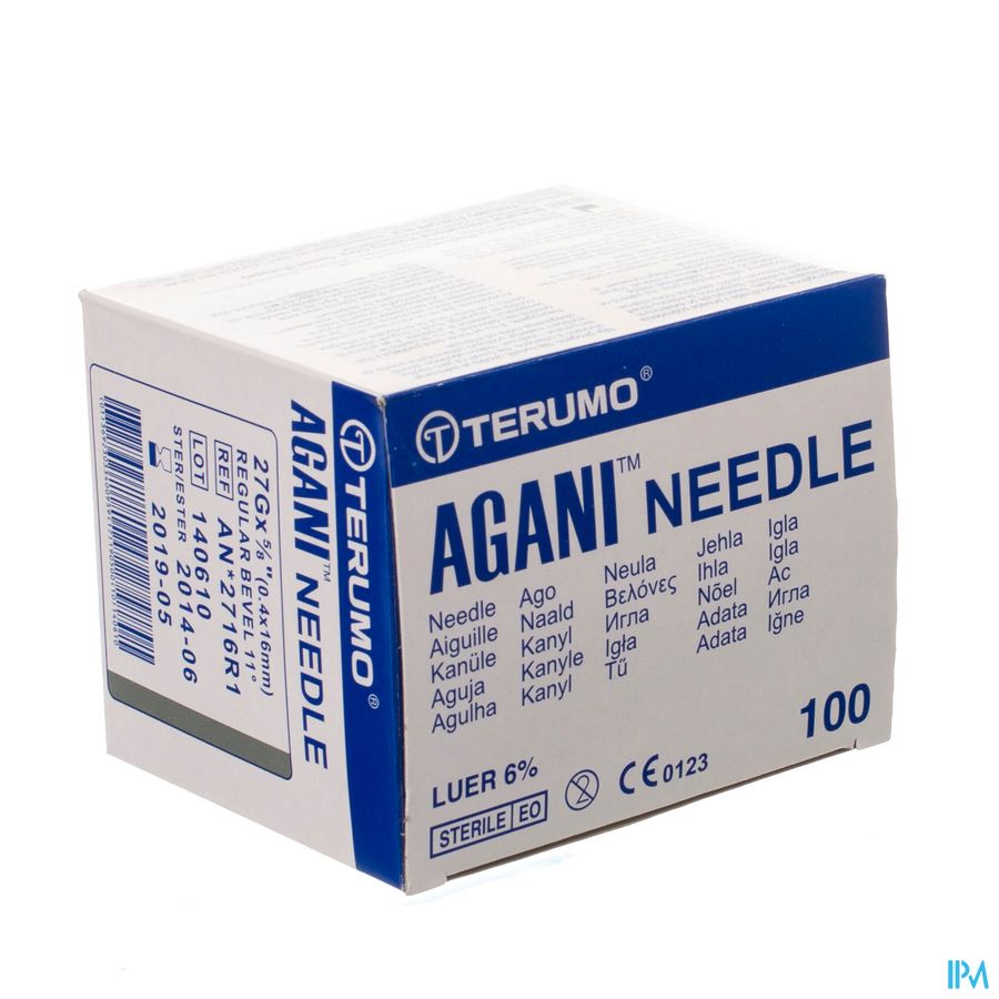 Terumo Naald Agani 22g 1 1/4 Rb Zwart 5 Terumo Naald Agani 22g 1 1/4 Rb Zwart 5