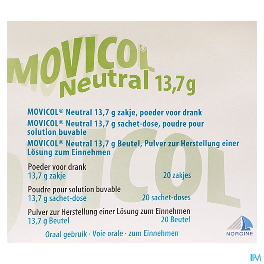 Movicol Neutral Zakjes 20 X 13,7g 3