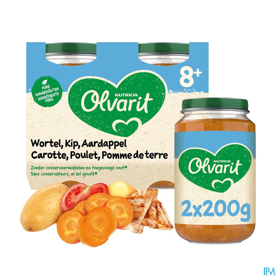 Olvarit Carotte Poulet Puree 2x200g 8m01
