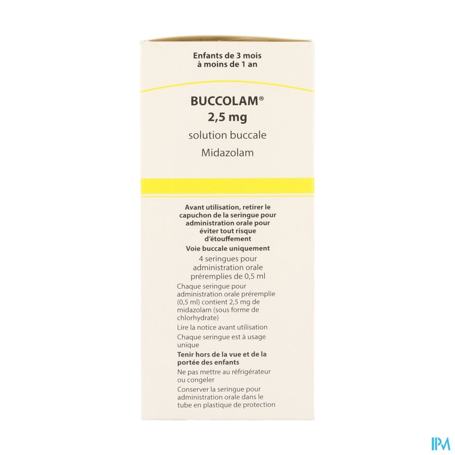Buccolam 2,5mg Sol Bucc 4 Ser Dos Prerempl 0,5ml Buccolam 2,5mg Sol Bucc 4 Ser Dos Prerempl 0,5ml