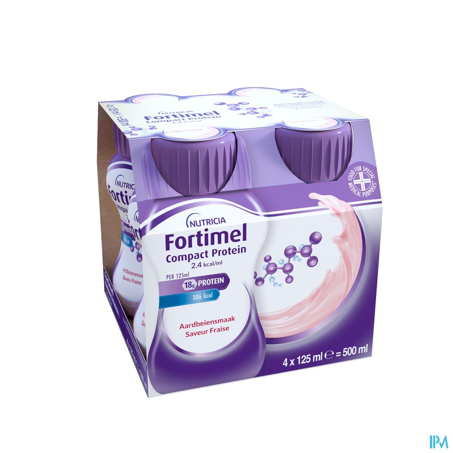 Fortimel Compact Protein 2.4kcal Aardbei 4x125ml 4