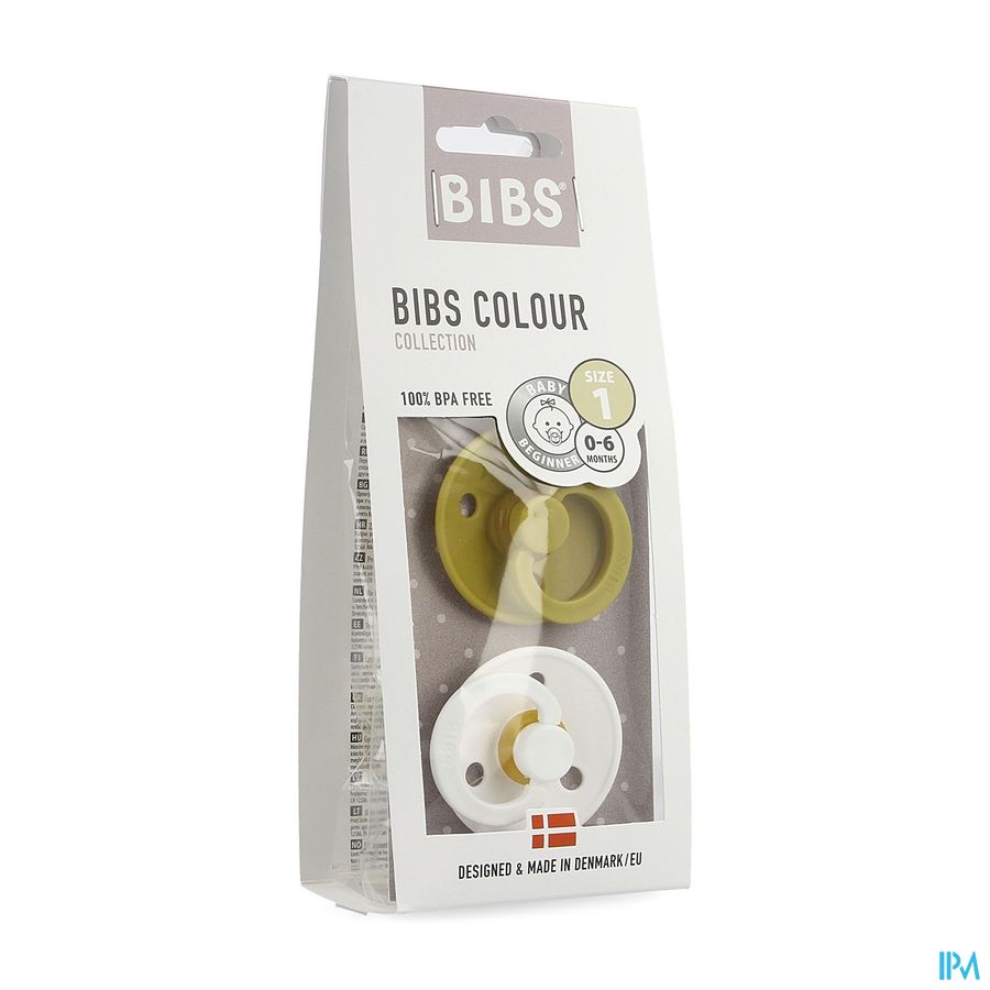 Bibs 1 Fopspeen Duo Mustard White Bibs 1 Fopspeen Duo Mustard White