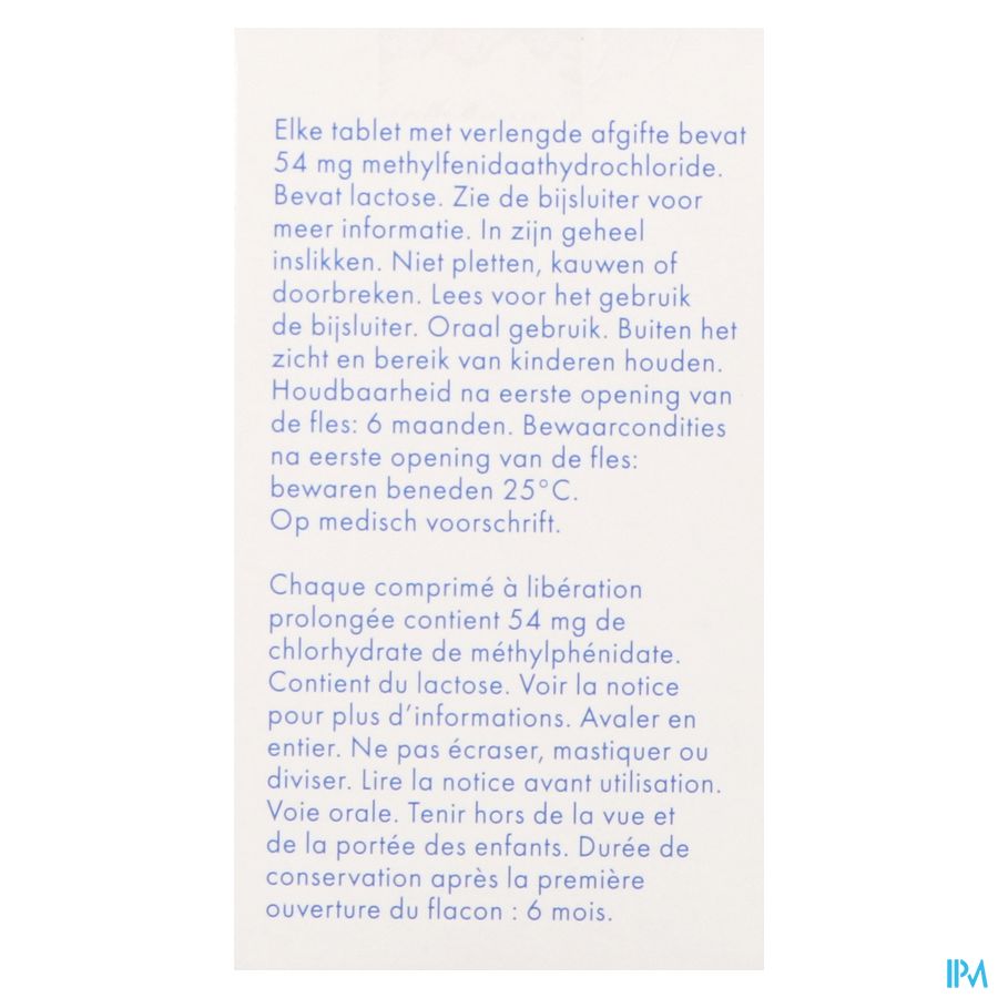 Methylfenidaat 54mg Sandoz Comp Verl Afgifte 30 6