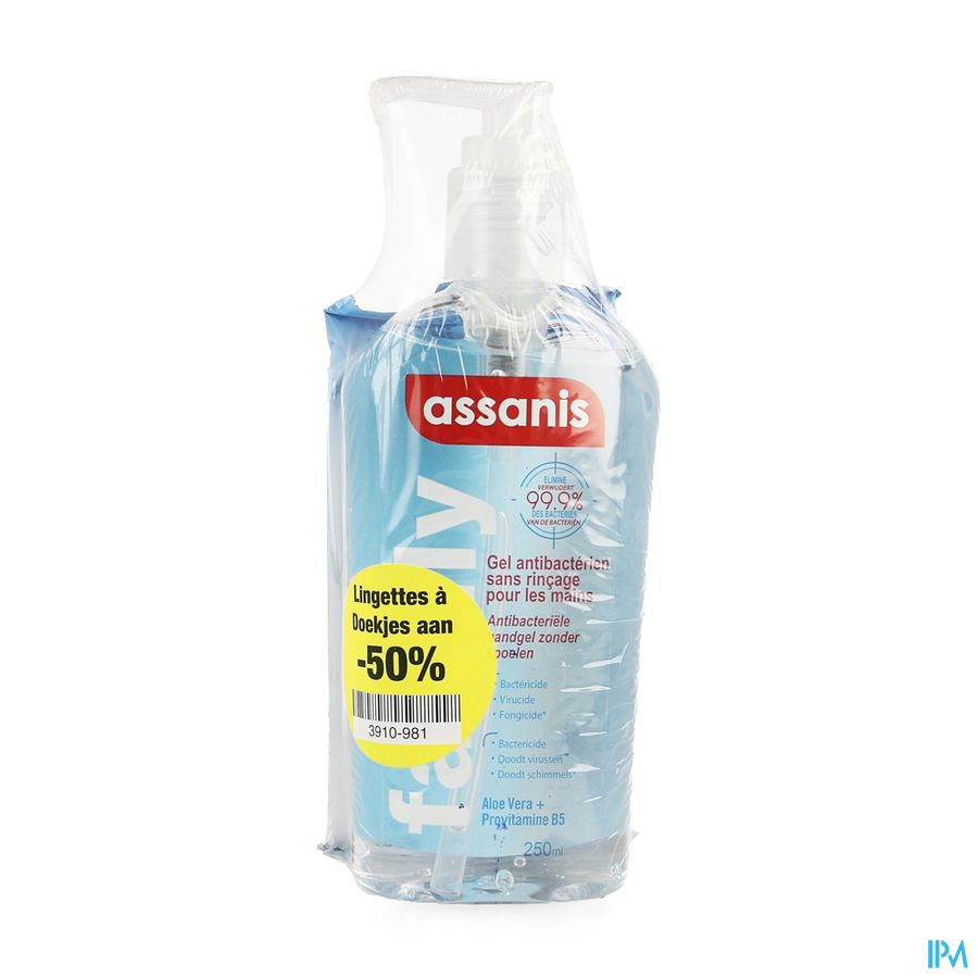 Assanis Family Gel 250ml + Lingettes 25 1/2 Prix Assanis Family Gel 250ml + Lingettes 25 1/2 Prix