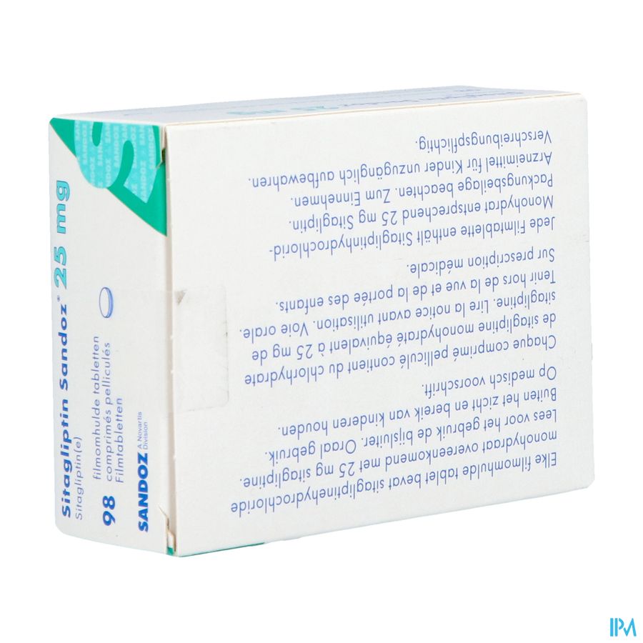 Sitagliptin Sandoz 25mg Comp Pell 98 Sitagliptin Sandoz 25mg Comp Pell 98