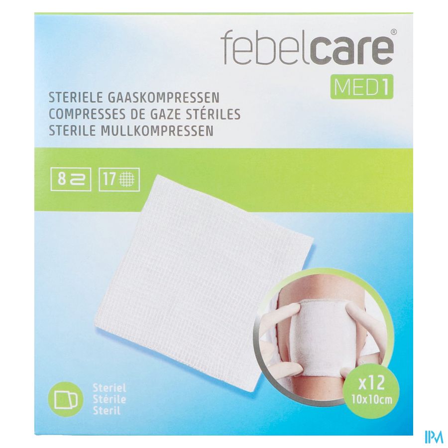 Febelcare Med1 Steriele Gaaskompres 10x10,0cm 12x1 2