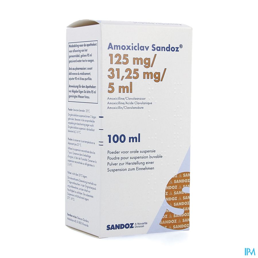 Amoxiclav Sandoz 125mg/5ml Pd Susp100ml