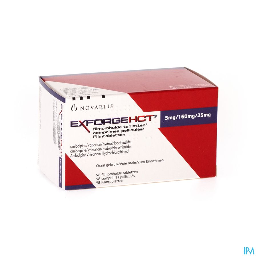 Exforge Hct 5mg/160mg/25mg Comp Omhulde 98 Exforge Hct 5mg/160mg/25mg Comp Omhulde 98