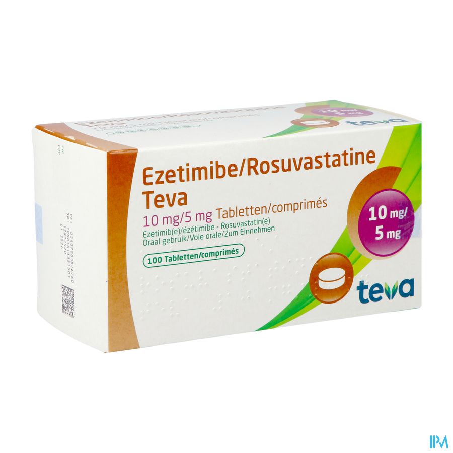 Ezetimibe Rosuvastatine Teva 10mg/ 5mg Comp 100 Ezetimibe Rosuvastatine Teva 10mg/ 5mg Comp 100