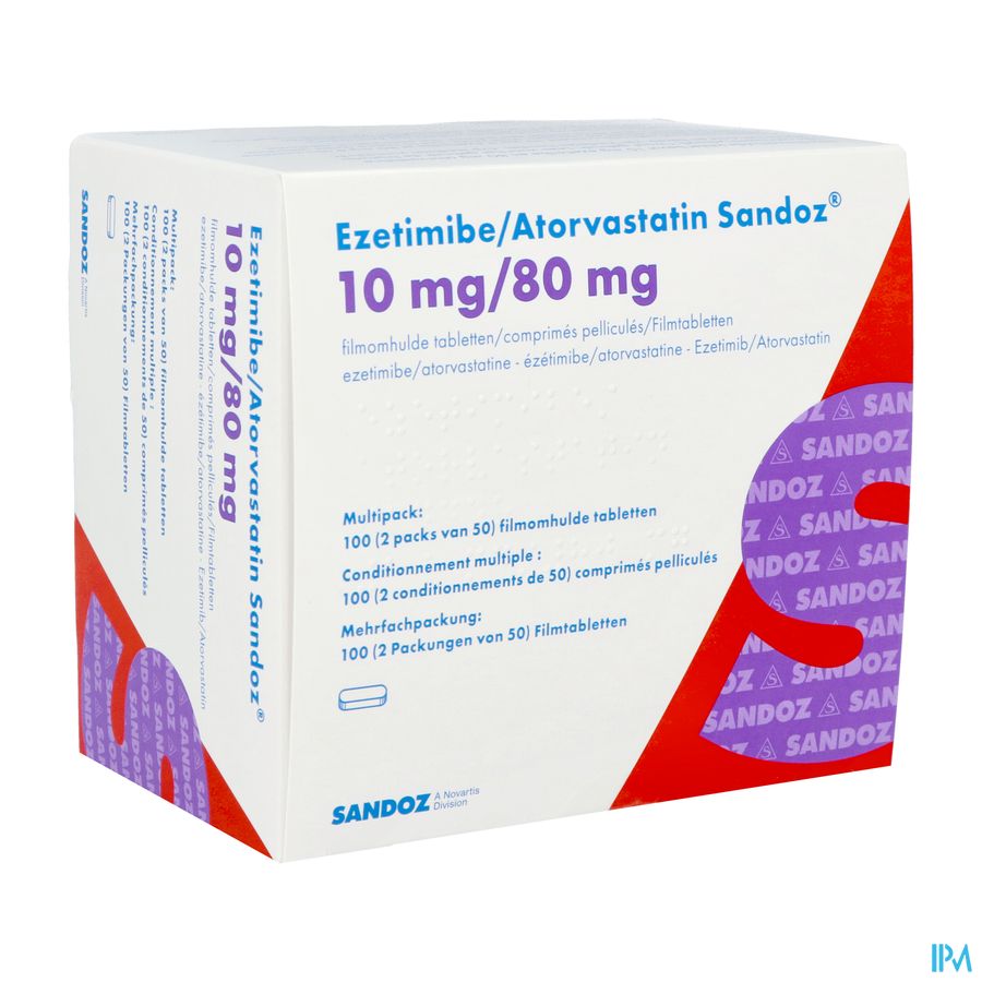 Ezetimibe Atorvastatin Sandoz 10/80mg Comp Pell100 Ezetimibe Atorvastatin Sandoz 10/80mg Comp Pell100