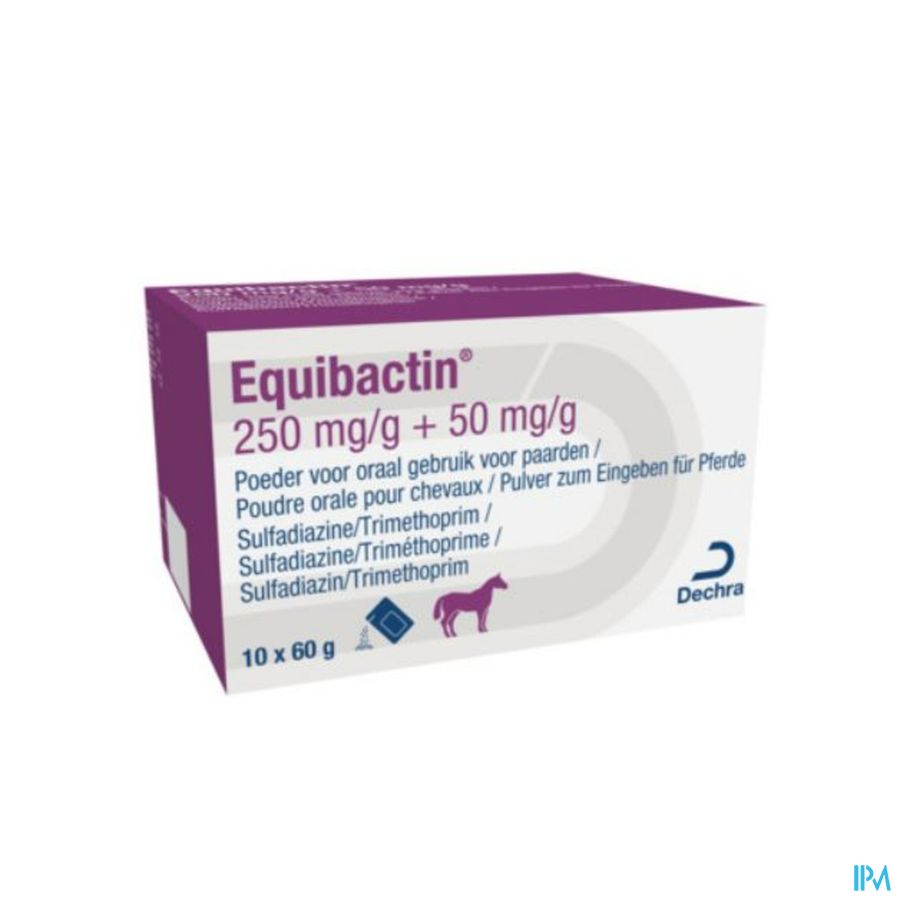 Equibactin Or.pdr Paard 250mg/g+50mg/g Zakje10x60g Equibactin Or.pdr Paard 250mg/g+50mg/g Zakje10x60g
