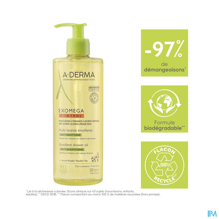 Aderma Exomega Control Emolierende Wasolie 500ml 13