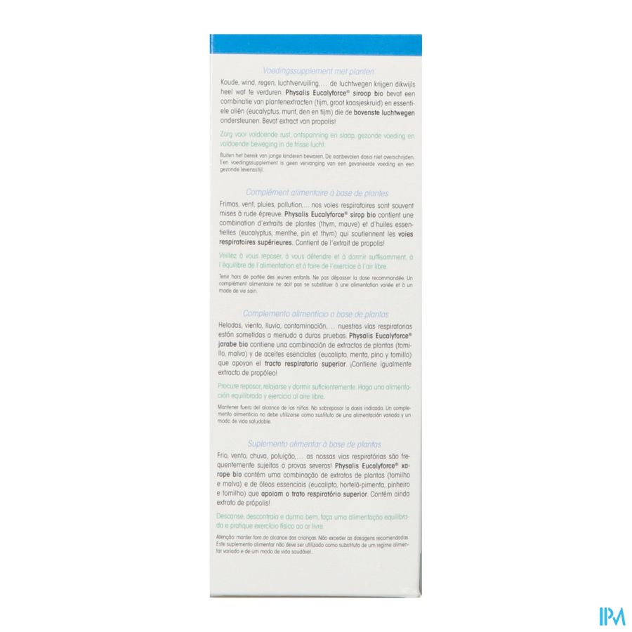 Physalis Eucalyforce Siroop Bio 150ml 3