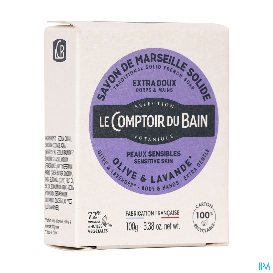 Le Comptoir Du Bain Marseille Zeep Olijf&lav. 100g Le Comptoir Du Bain Marseille Zeep Olijf&lav. 100g