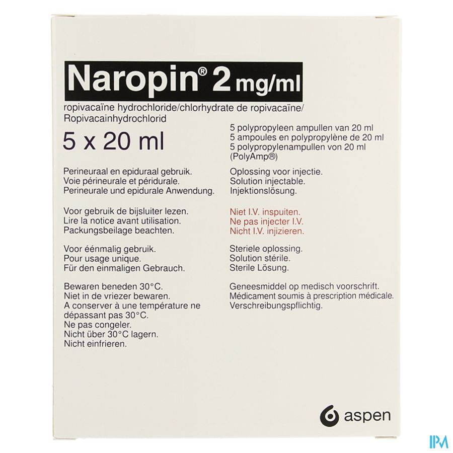 Naropin 2,0mg/ml Amp 5x 20ml 6