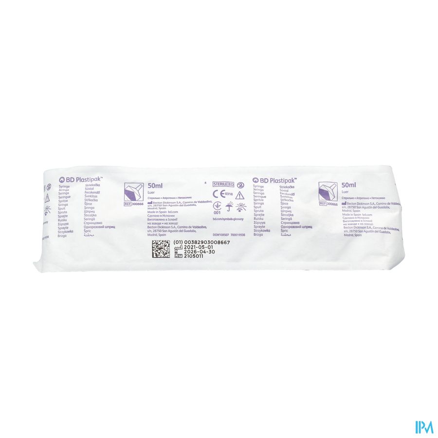 Bd Plastipak Seringue Luer 50-60ml 1 300866 Bd Plastipak Seringue Luer 50-60ml 1 300866