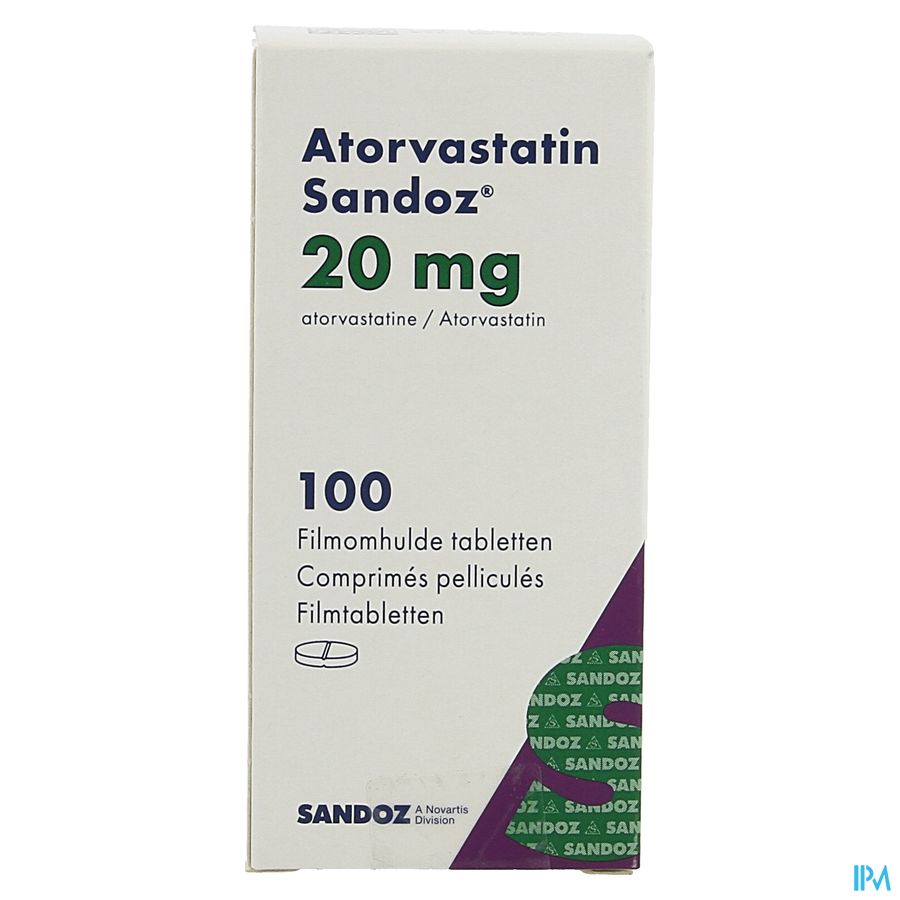 Atorvastatin 20mg Sandoz Filmomh Tabl 100 Fl Hdpe 2