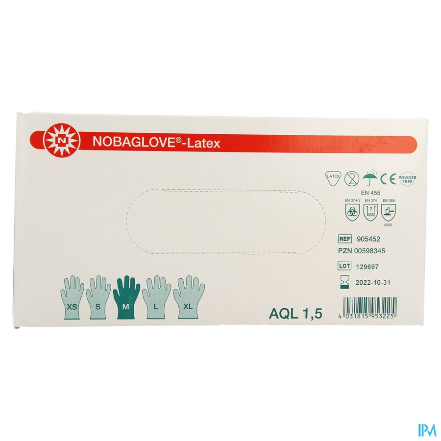 Noba Handschoen Latex Poedervrij M 100 5700650 1