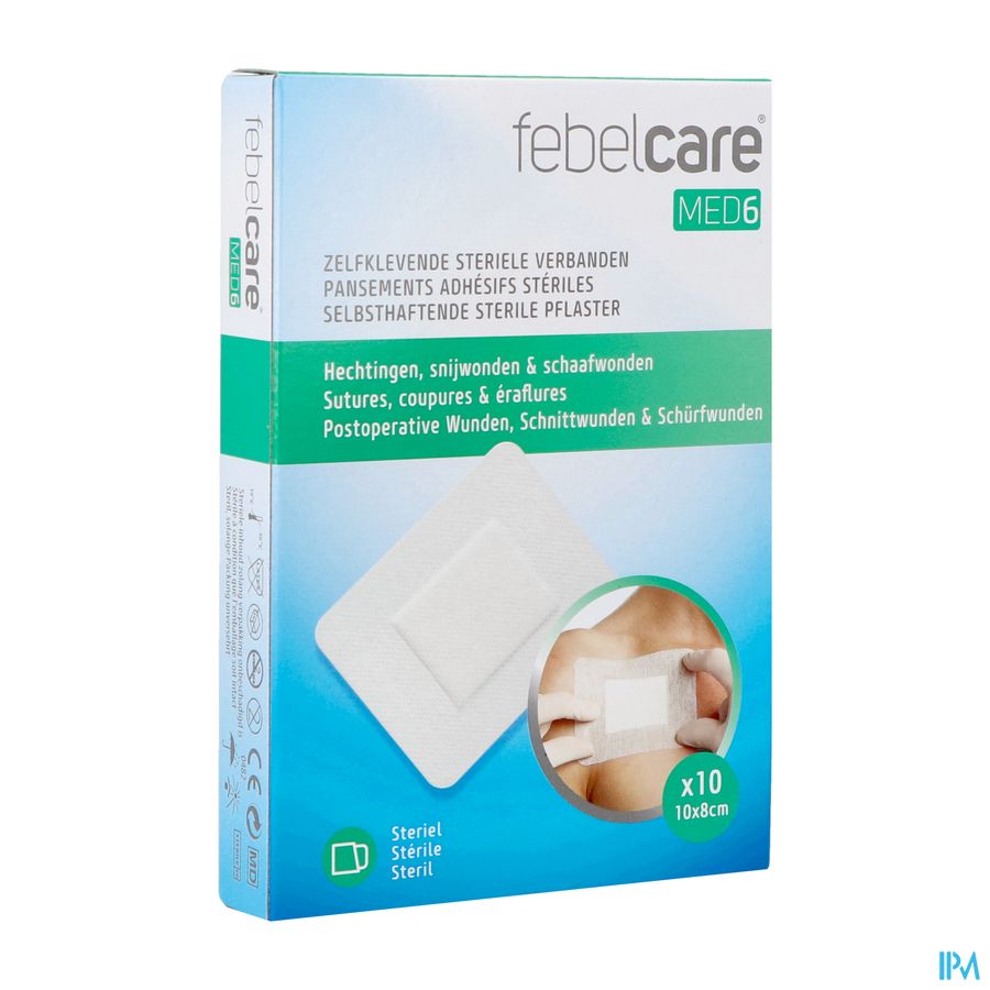 Febelcare Med6 Zelfkl.steriele Verband.10x8cm 10st Febelcare Med6 Zelfkl.steriele Verband.10x8cm 10st