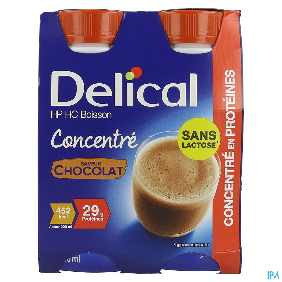 Delical Geconcentr. Chocolade 4x200ml Delical Geconcentr. Chocolade 4x200ml