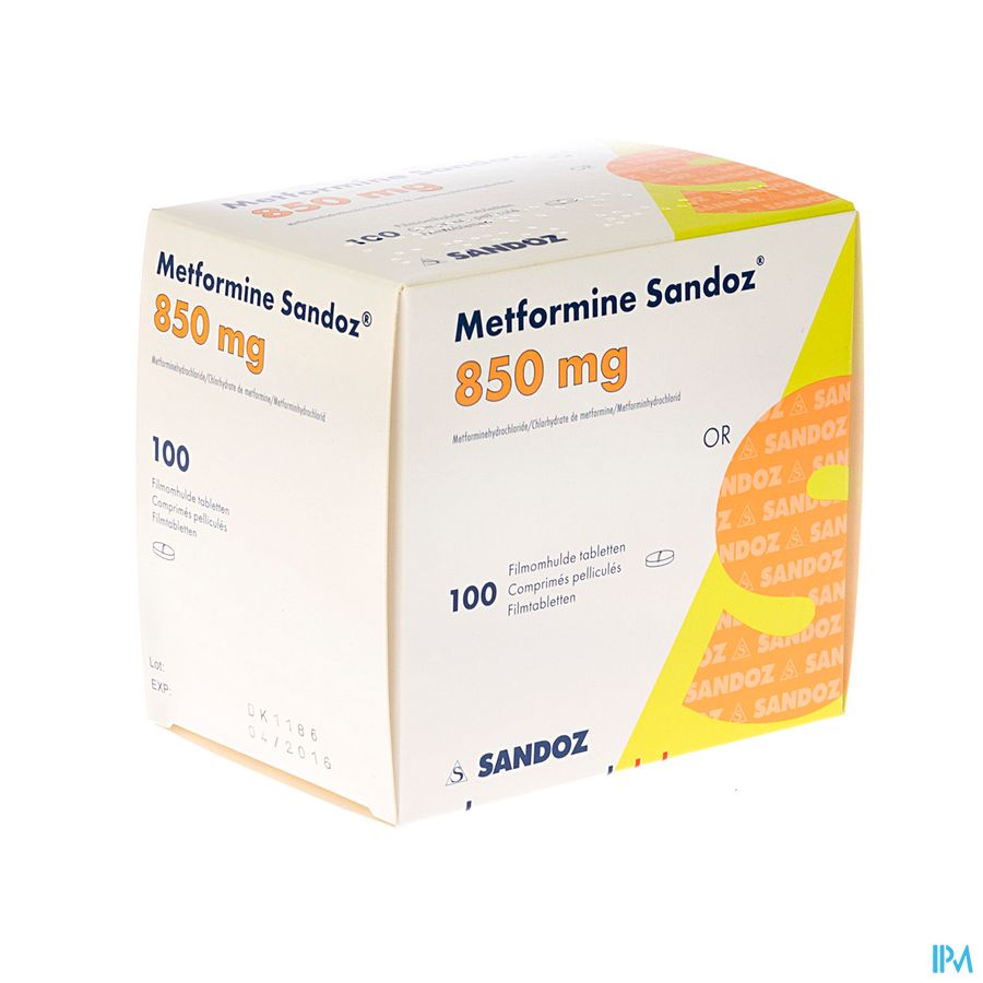 Metformine Sandoz 850mg Comp 100 X 850mg 1