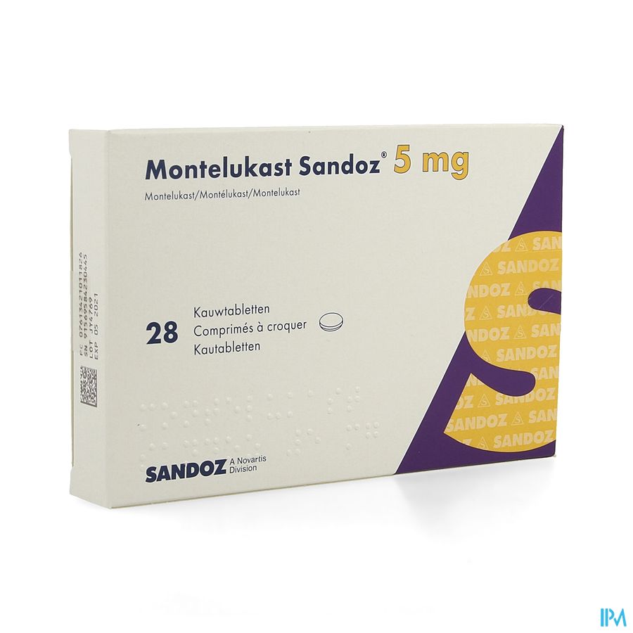 Montelukast Sandoz Kauwtabletten 28 X 5mg Montelukast Sandoz Kauwtabletten 28 X 5mg