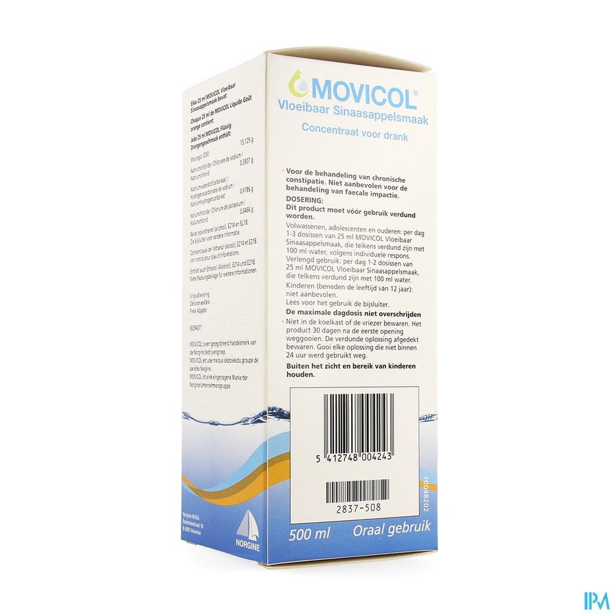 Movicol Vloeibaar Sinaasappelsm Conc Drank 500ml 1