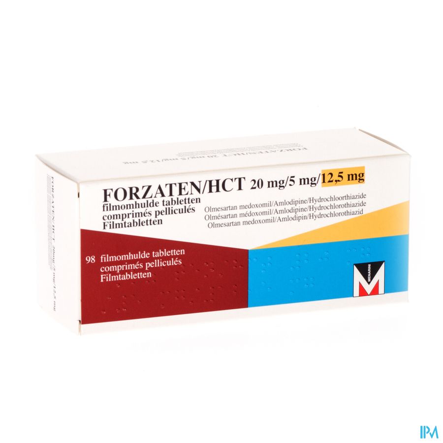 Forzaten/hct 20mg/ 5mg/12,5mg Filmomh Tabl 98 Forzaten/hct 20mg/ 5mg/12,5mg Filmomh Tabl 98