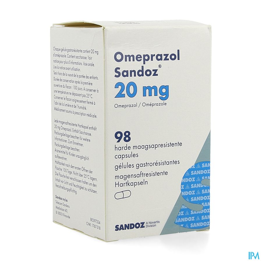 Omeprazol Sandoz Caps Enter 98 X 20mg Omeprazol Sandoz Caps Enter 98 X 20mg