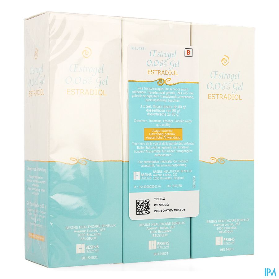 Oestrogel 0,06% Gel Fl Doseerpomp 3 X 80g Oestrogel 0,06% Gel Fl Doseerpomp 3 X 80g