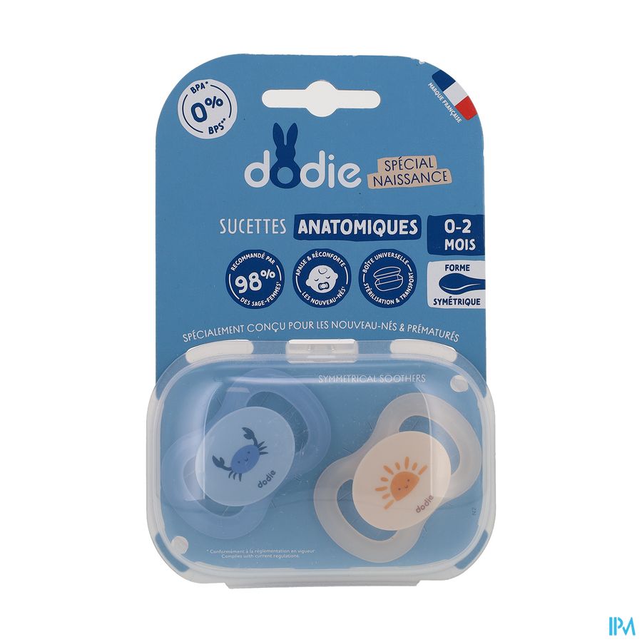 Dodie Fopspeen Duo Ana Pasgeboren 0-2m Mini Krab